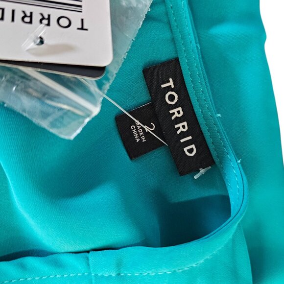 Torrid Teal Length Studio Refined Woven Surplice Dress, Plus Size, V-Neck, 2X - Picture 8 of 8